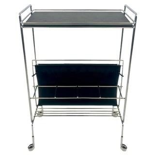 Vintage German Mini Bar Cart with Magazine Rack from Voss, 1970s For Sale