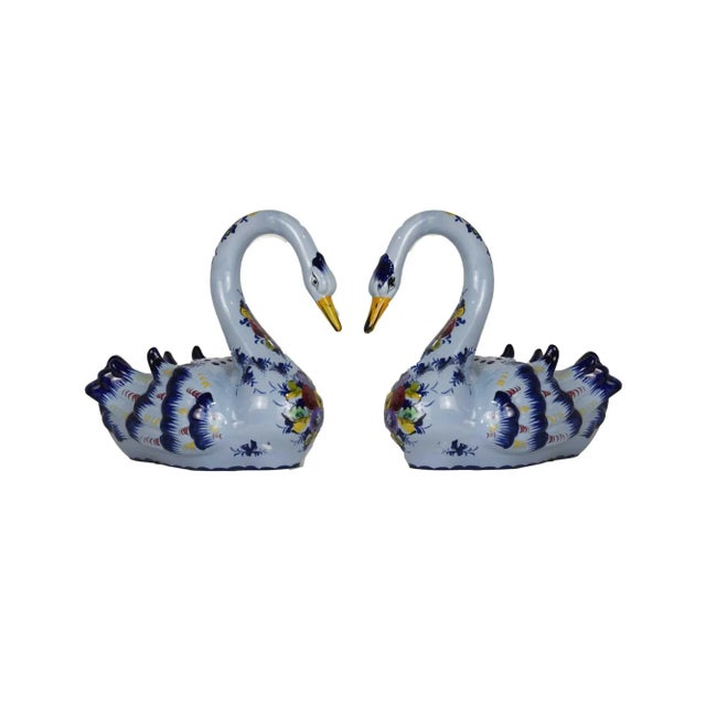 Vintage Ceramic Decorated Swans Floral Display - a Pair For Sale - Image 12 of 12