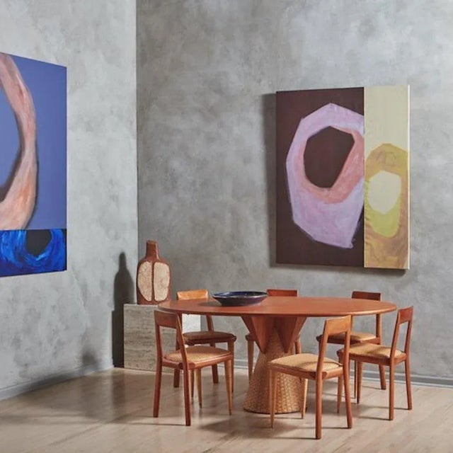 A large scale abstract mixed media painting by German artist Amela Rasi. This piece is presented on a cotton canvas + was...