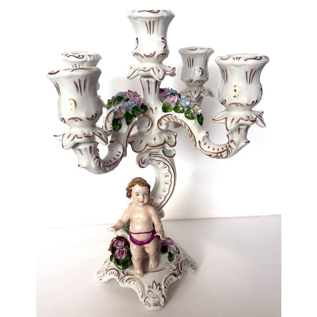 Vintage Porcelain Five-Light Candlestick, 1920s For Sale - Image 12 of 12