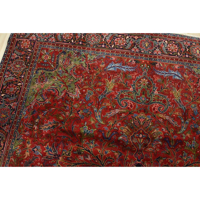 Textile Heriz Rug 8’2” X 10’11” Red Wool Vintage Traditional Hand-Knotted Carpet For Sale - Image 7 of 15