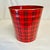 Mid-Century Boho Chic Red Tartan Plaid Metal Wastebasket. For Sale - Image 4 of 10