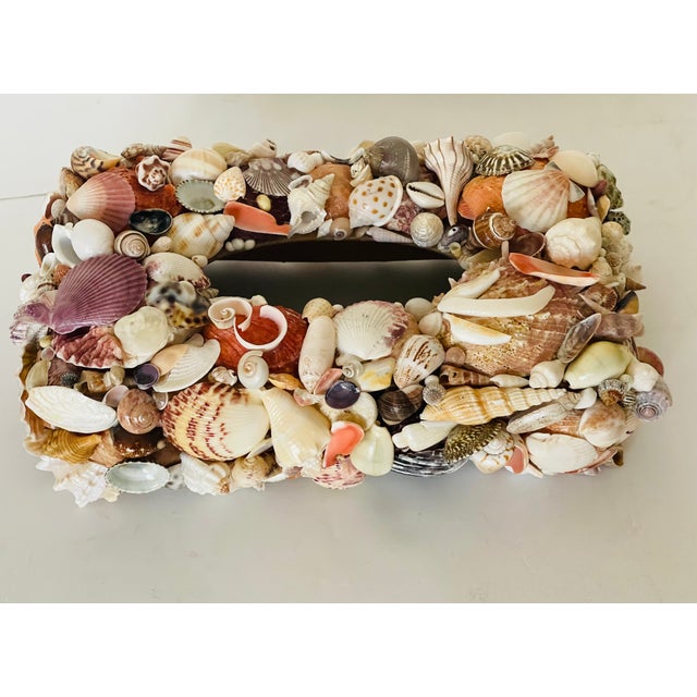 Sea Shell Encrusted Tissue Box For Sale - Image 4 of 4