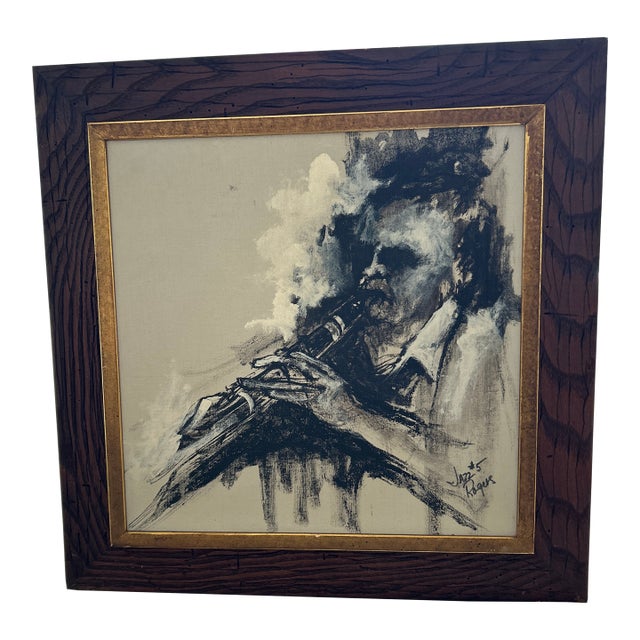 1960s Jazz Portrait Painting Vintage For Sale