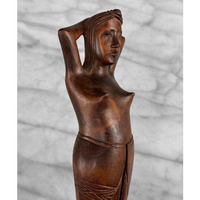 Wood Vintage Large Traditional Mahogany Nude Women Figural Nut Cracker For Sale - Image 7 of 9