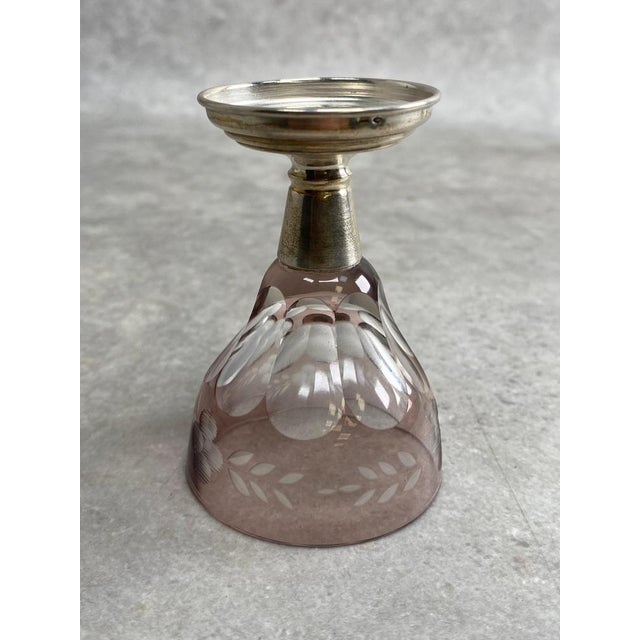 1930s Colored Cut Glasses on Silver Stems, 1930s, Set of 6 For Sale - Image 5 of 10