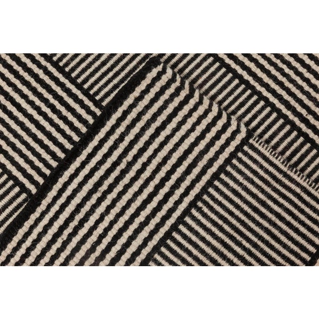Textile Custom Modern Striped Black Beige Flat-Woven Wool Rug by Doris Leslie Blau For Sale - Image 7 of 7