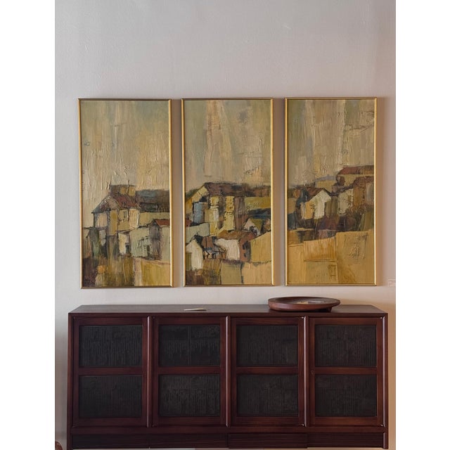 1950s Edward Wormley for Dunbar Walnut and Chinese Print Block Floating Credenza For Sale - Image 10 of 10