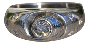 The Benzonia: Men's Vintage 14K White Gold Diamond Ring