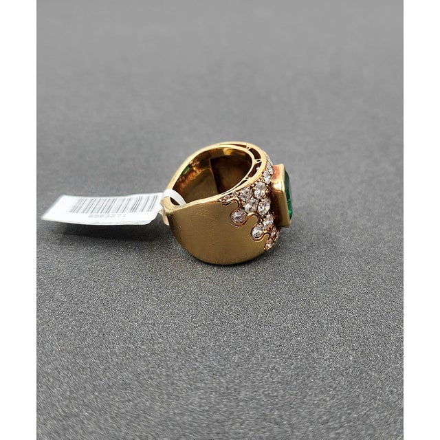 6.15 Ct Natural Emerald & Diamond Ring Size 6.5 For Sale In Chicago - Image 6 of 8