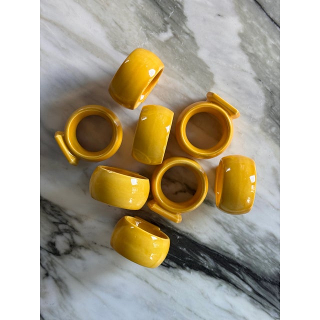 Vintage Italian Yellow Ceramic Napkin Rings - Set of 8 For Sale - Image 10 of 14
