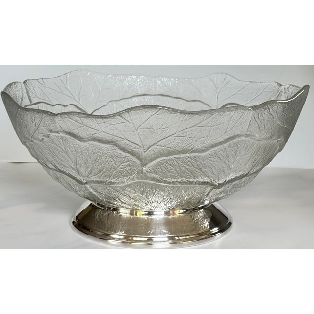 Late 20th Century Vintage Clear Cabbage Ware Salad Bowl With Silver Plated Plinth For Sale - Image 5 of 12