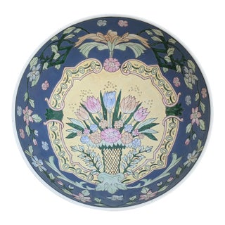 Vintage Chinoiserie Easter Spring Floral Porcelain Decorative Bowl For Sale