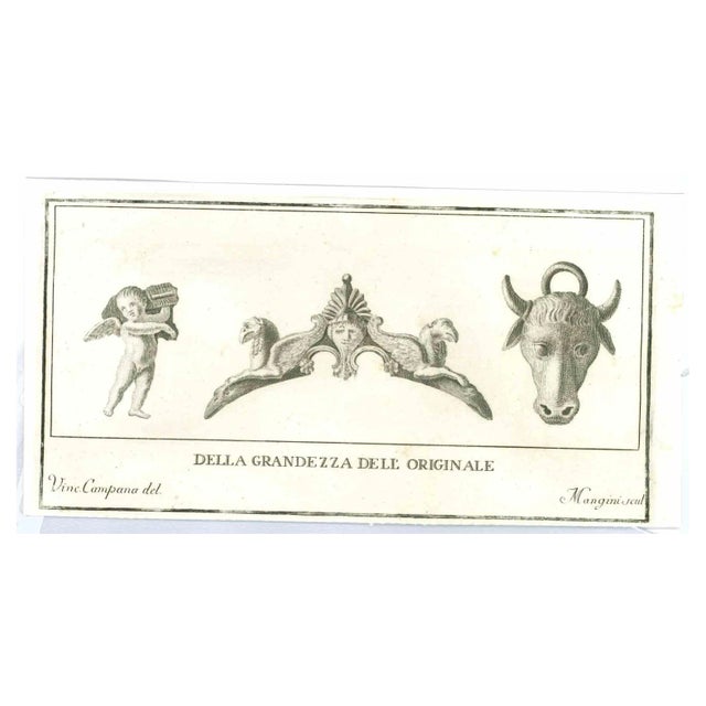 Vincenzo Campana, Ancient Roman Statues, Original Etching, 18th Century For Sale