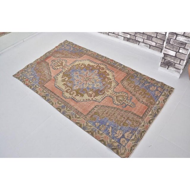 Orange Anatolian Vintage Wool Area Carpet For Sale - Image 8 of 10