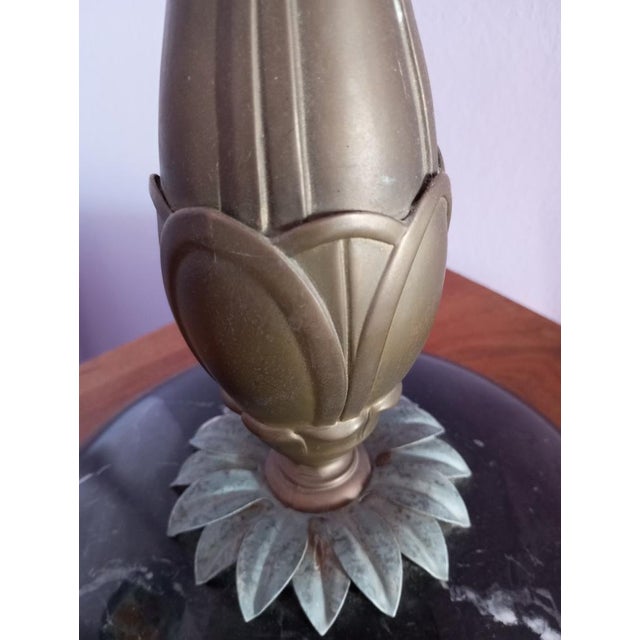 Table Lamp with Marble Base and Bronze Leaf Decoration, Italy, 1950s For Sale - Image 13 of 18