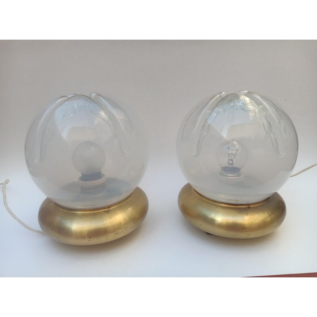 Italian Murano Glass Table Lamps, 1970s, Set of 2, in Good conditions. Designed 1970 to 1979 Up to 250V (Europe/UK...