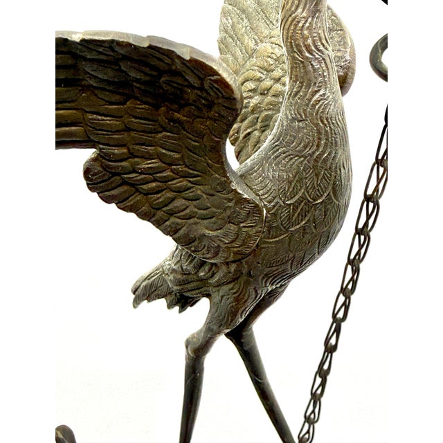 Metal Pair of Grand Tour Pompeiian NeoClassical Bronze Heron Oil Lamps with Mouse, Swan For Sale - Image 7 of 18