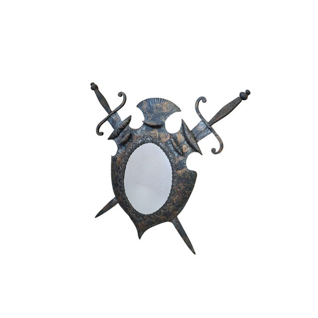 Heraldic Mirror in Wrought Iron, 1970s For Sale - Image 9 of 11