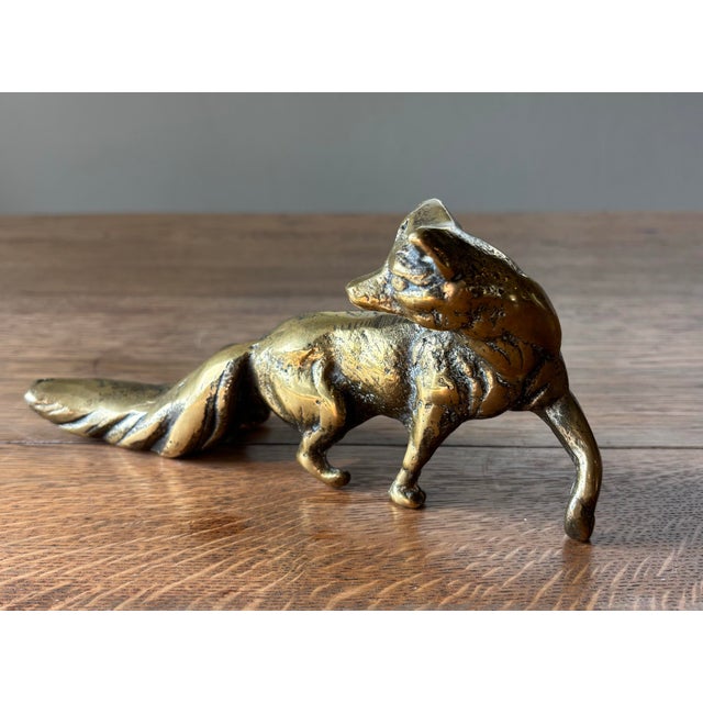 Antique English Brass Fox For Sale - Image 4 of 6