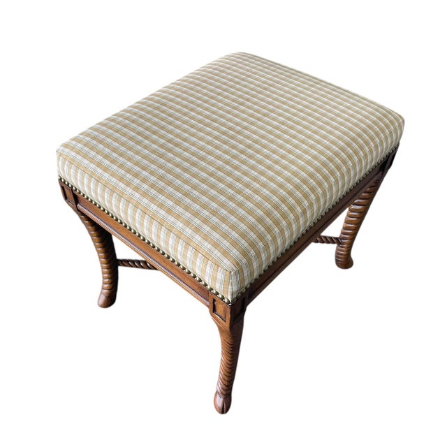 William Switzer Ottoman, Barley Twist, Hooved Feet, Traditional Style For Sale In Naples, FL - Image 6 of 13