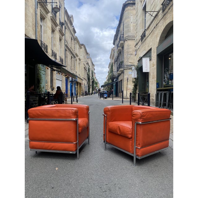 LC2 Armchairs by Le Corbusier for Cassina, 1990s, Set of 2 For Sale - Image 9 of 12