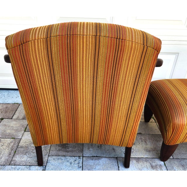 Vintage MCM Club Lounge Armchair & Ottoman Art Deco a Pair For Sale - Image 14 of 14