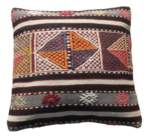 Vintage Turkish Handmade Wool Kilim Rug Cushion Cover