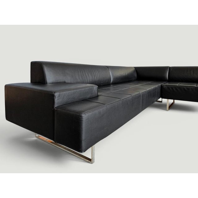 Quadra Black Leather Sectional Sofa by Poltrona Frau, 2005 For Sale - Image 16 of 18