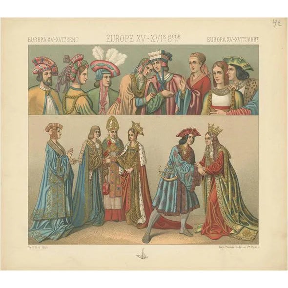 Racinet, European 15th-16th Century Costumes, Paper For Sale