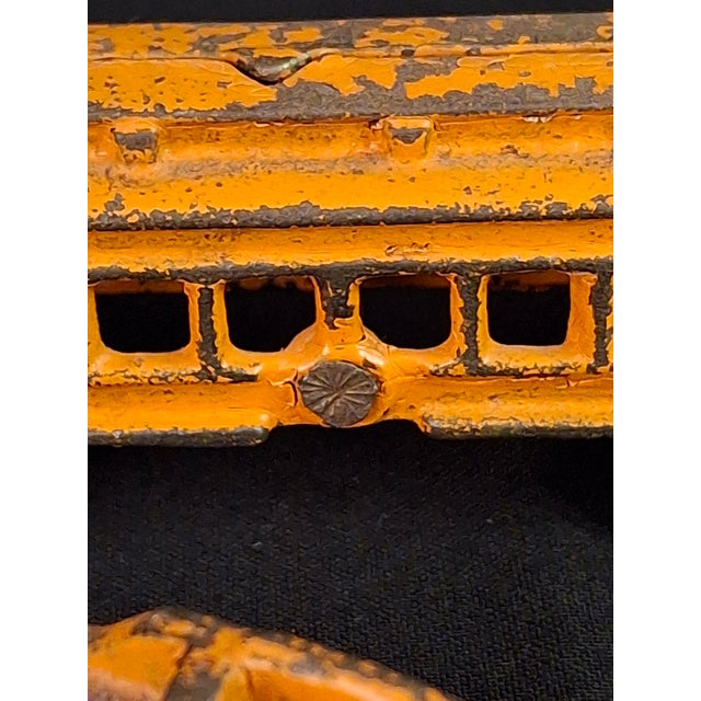 Antique Kilgore Cast Iron Train Set Orange Locomotive Coal Tender Passenger Car For Sale In Boston - Image 6 of 18