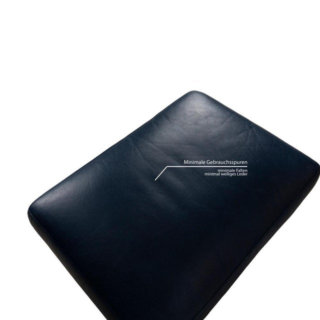 Clarus Pouf in Blue Leather from FSM For Sale - Image 4 of 10