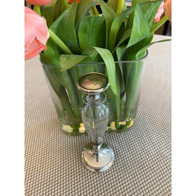 Early 20th Century Antique Gorham Sterling Silver and Cut Glass Perfume Bottle With Stopper For Sale - Image 5 of 11