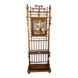 19th Century Faux Bamboo Mahogany Hall Stand For Sale
