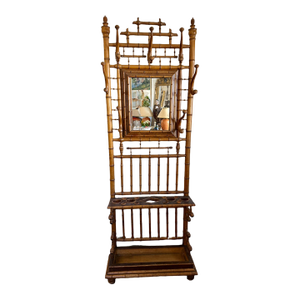 19th Century Faux Bamboo Mahogany Hall Stand