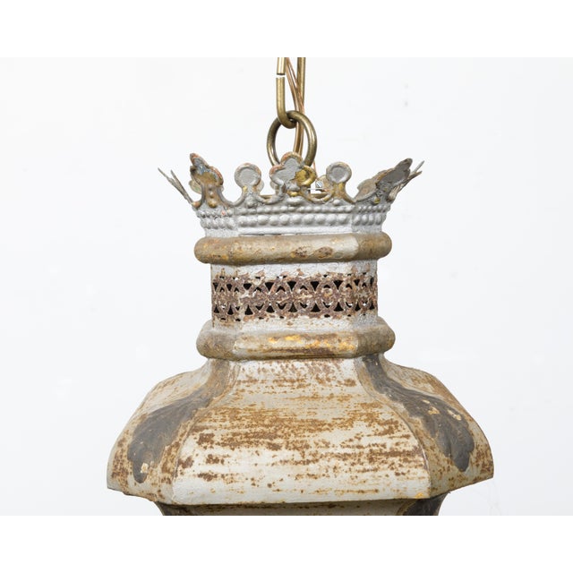 19th Century Italian Tôle Four-Light Lantern with Palmette Motifs, USA Wired For Sale In Atlanta - Image 6 of 12
