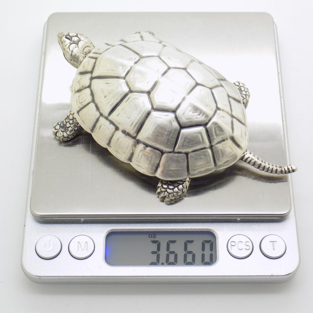 3.66-oz. Vintage Italian Handmade Genuine Silver Large Turtle Decorative Box, Made in Vercelli (Italy) For Sale - Image 11 of 12