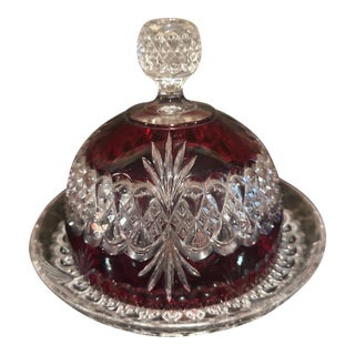 Antique Royal Crystal-Ruby Flash Covered Butter Dish For Sale