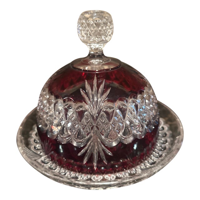 Antique Royal Crystal-Ruby Flash Covered Butter Dish For Sale