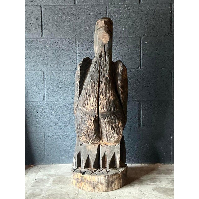 Vintage Boho Hand Carved Eagle Sculpture For Sale - Image 4 of 5