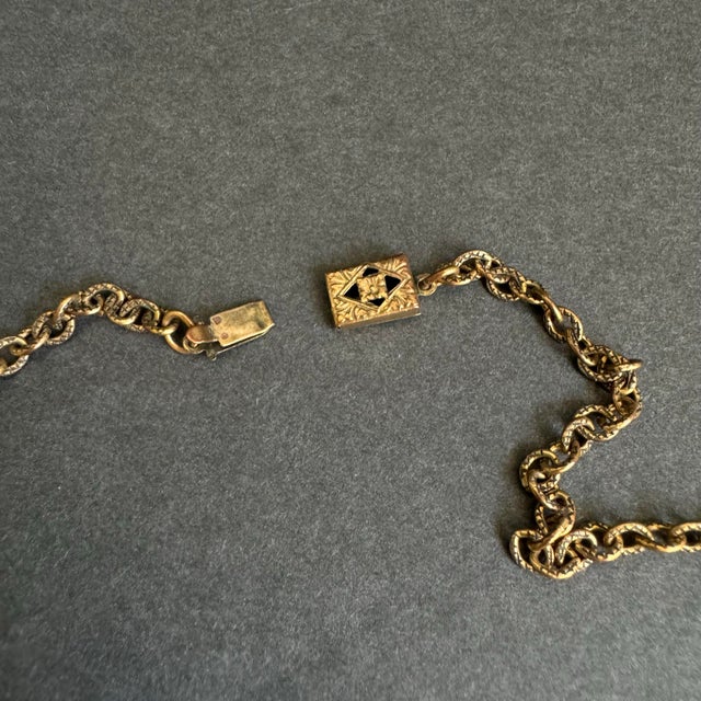 Green Vintage Crescent Moon Necklace Etruscan Victorian Style Moon Glow Witchy 16" For Sale - Image 8 of 11