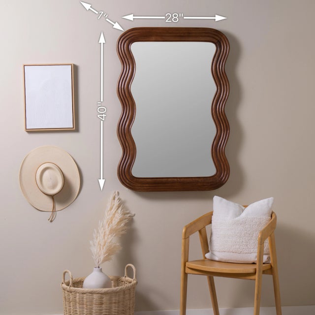 Wood Frances Wavy Wall Mirror For Sale - Image 7 of 7