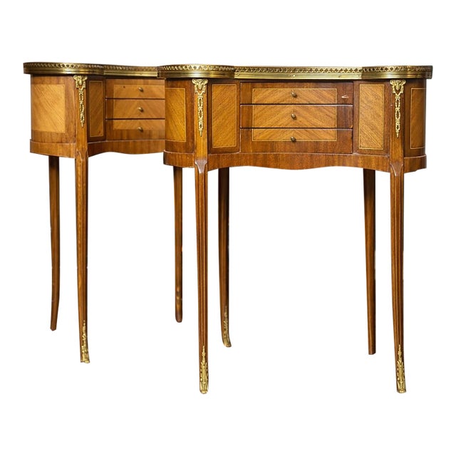 Late 19th Century Pair of Louis XVI–style Demilune Nightstands For Sale