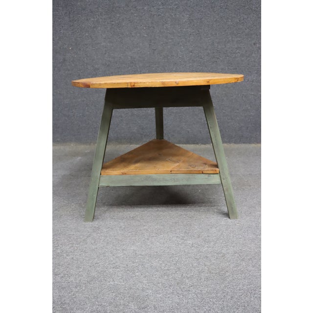 French Country Pine Coffee Table With Painted Trestle Base For Sale - Image 13 of 14