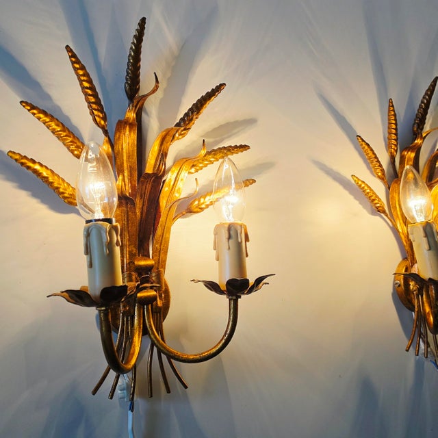 Gold Wall Lamps in the style of Hans Kögl, Coco Chanel, France, 1970s, Set of 3 For Sale - Image 8 of 15