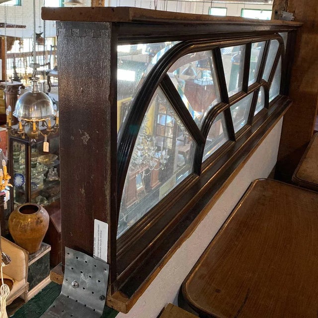 1980s Vintage Large Solid Mahogany and Beveled Glass Door Transom Window For Sale - Image 5 of 7