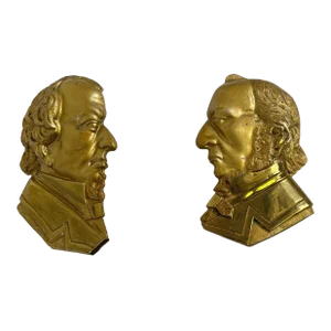 Pair of Early 20th Century Decorative Brass Presidential Medallions