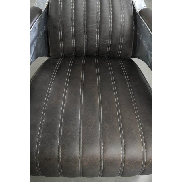 Metal Industrial Black Cowhide Aviator Chairs, Set of 2 For Sale - Image 7 of 17