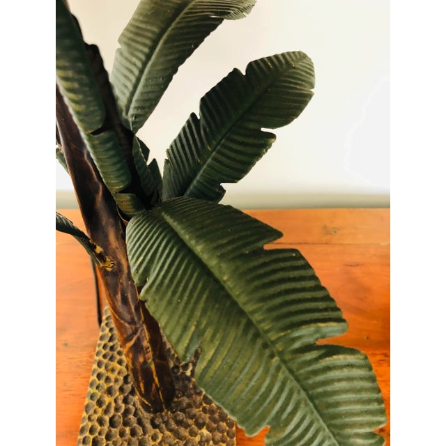 1980s Mid-Century Banana Leaf Lamps With Audoux Style Shade - Set of 2 For Sale - Image 5 of 10