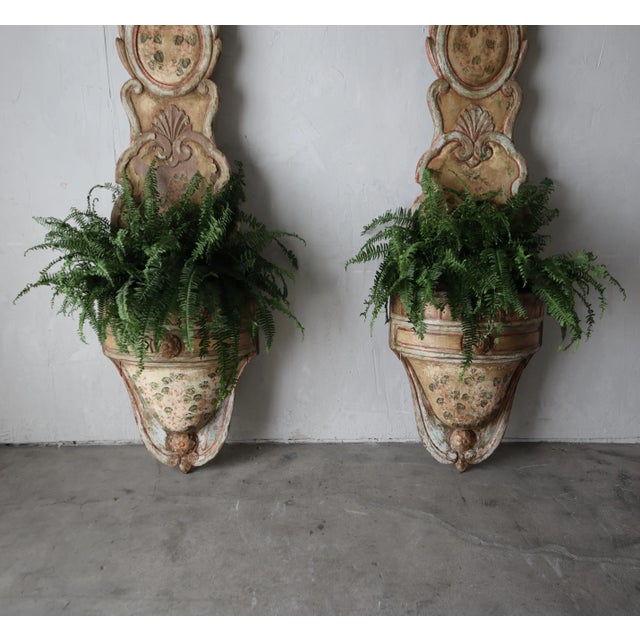 Wood 8ft Tall Pair of Antique European Wood Jardiniere Planters For Sale - Image 7 of 12